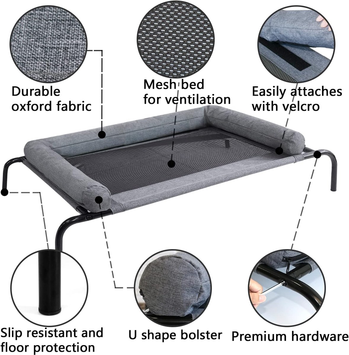 PETIME Raised Bolster Dog Bed photo 1