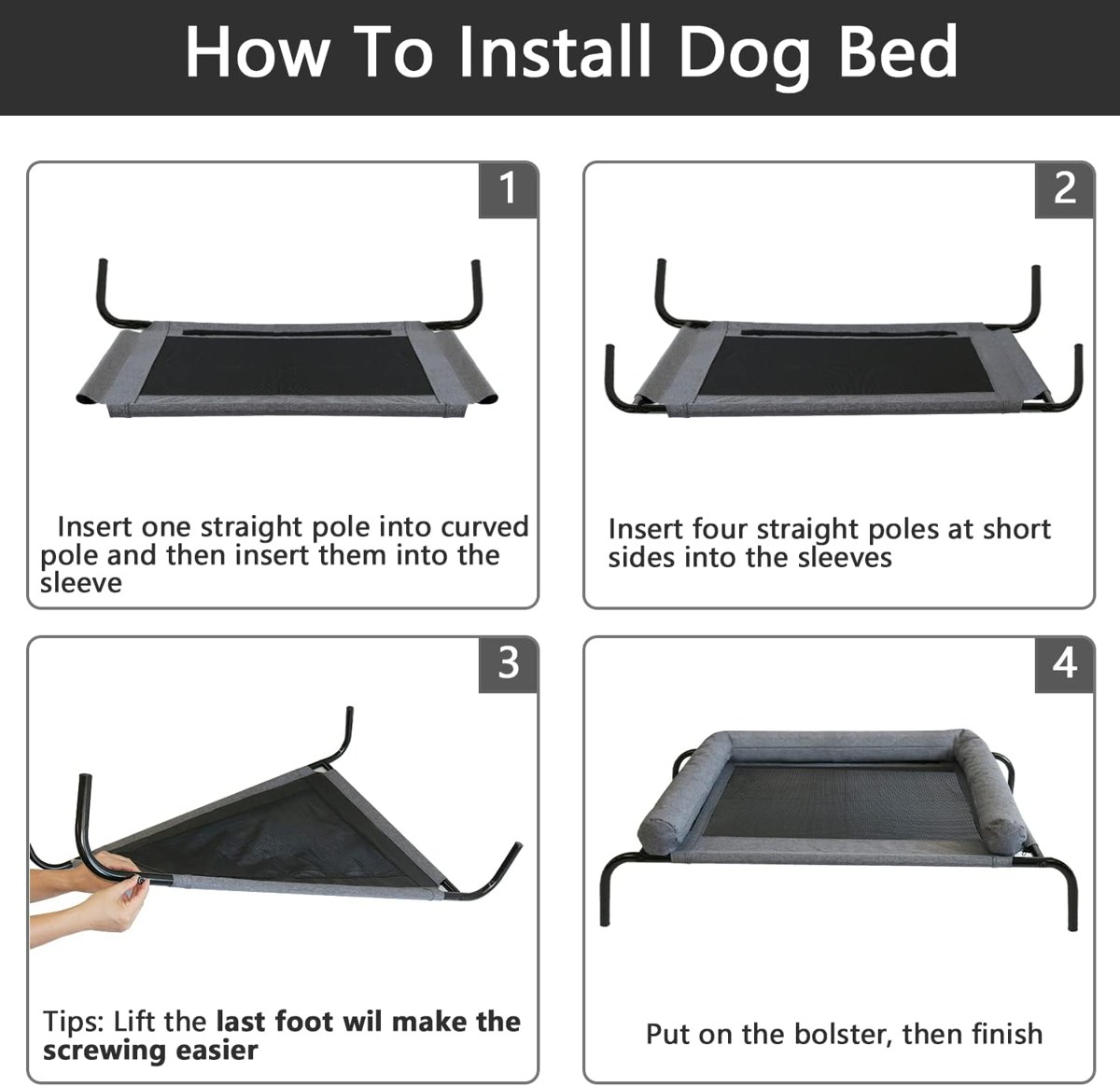PETIME Raised Bolster Dog Bed photo 4